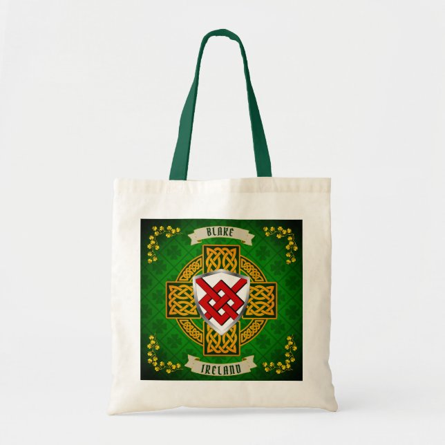 Blake Irish Shield & Celtic Cross Personalisiert Tragetasche (Vorne)