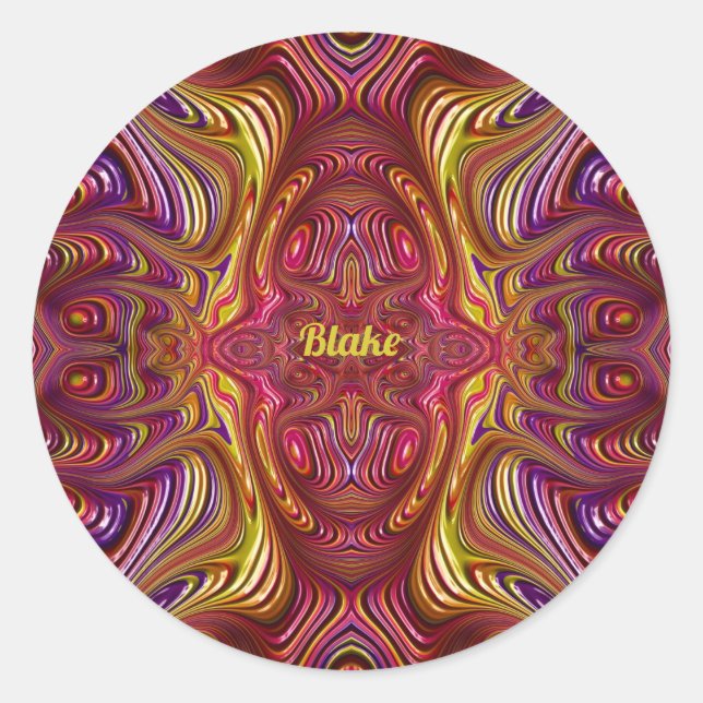BLAKE ~ mehrfarbiges Fraktal Design ~ Runder Aufkleber (Vorderseite)