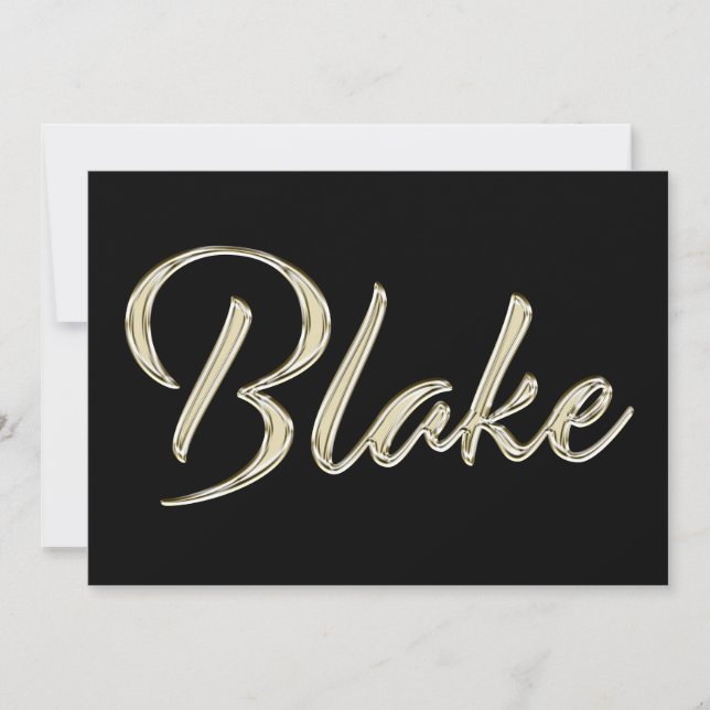 Blake Name white gold Handwriting Karte (Vorderseite)