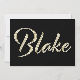 Blake Name white gold Handwriting Karte