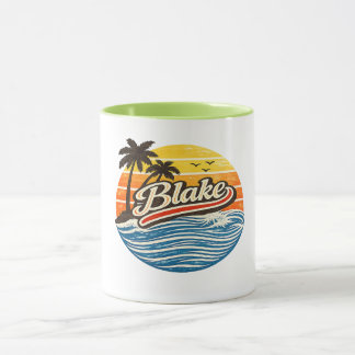 Blake Retro Sunset Name Design Tasse