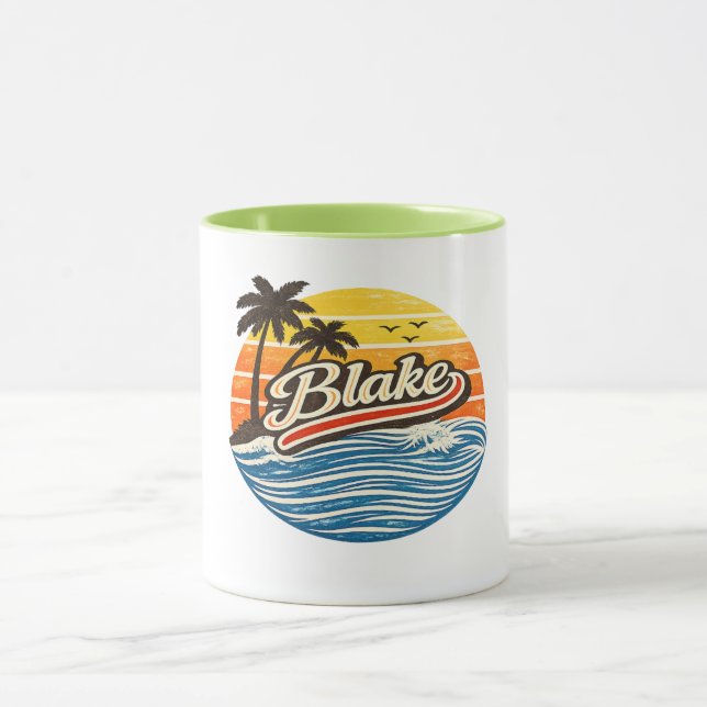 Blake Retro Sunset Name Design Tasse (Zentrum)