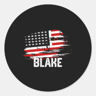 Blake US-Flagge Personalisiert 4. Juli Blake Runder Aufkleber