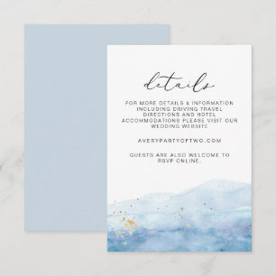 BLAKELY Dusty Blue Watercolor Wedding Details Card Einladung