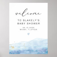 BLAKELY Sky Blue Watercolor Gold Fleck Babydusche