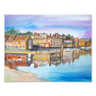 Blakeney Quay Norfolk Aquarell-Linien und Waschung Fotodruck