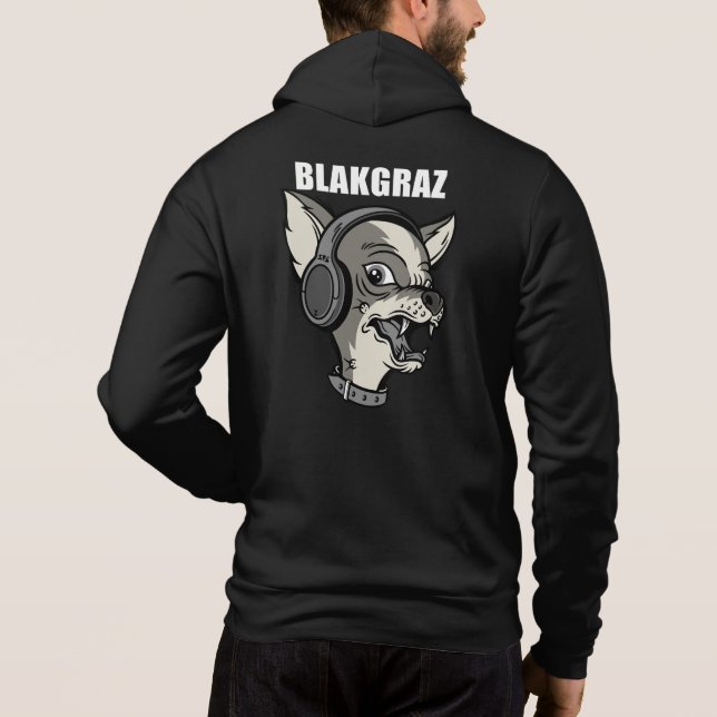 Blakgraz Lucy der Hund mit Kopfhörer Hoodie (Rückseite)