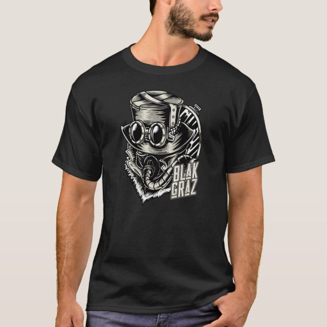 Blakgraz Steampunk Hat und Goggles T-Shirt (Vorderseite)