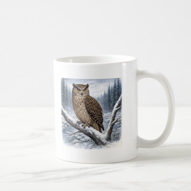 Blakistons Fischuhu im Winterwald –  Kaffeetasse (Rechts)