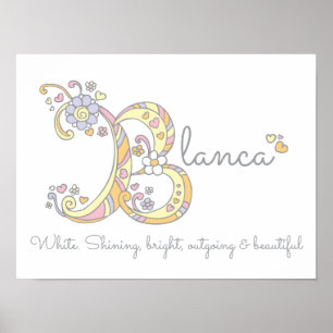 Blanca B Initial Doodle Art Name bedeutet Poster