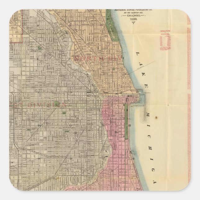 Blanchard-Führerplan von Chicago Quadratischer Aufkleber (Vorderseite)