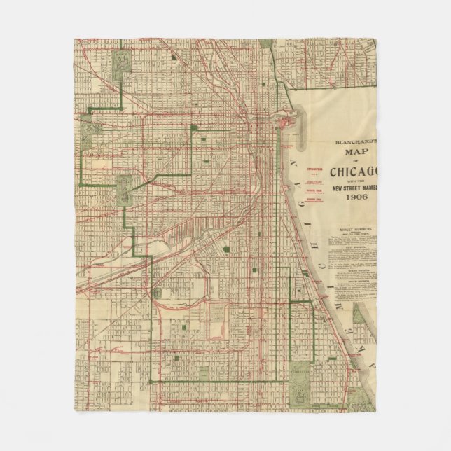 Blanchards Karte von Chicago Fleecedecke (Vorderseite)