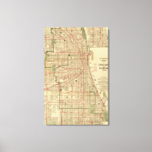 Blanchards Karte von Chicago Leinwanddruck