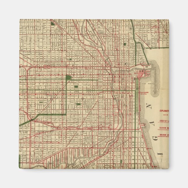 Blanchards Karte von Chicago Magnet (Vorne)