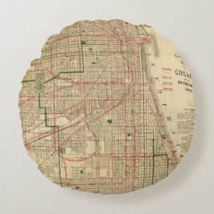 Blanchards Karte von Chicago Rundes Kissen