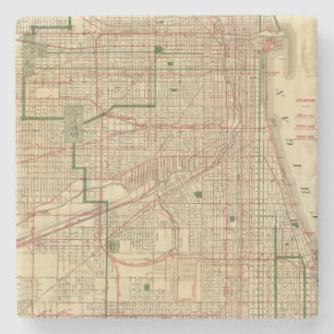 Blanchards Karte von Chicago Steinuntersetzer