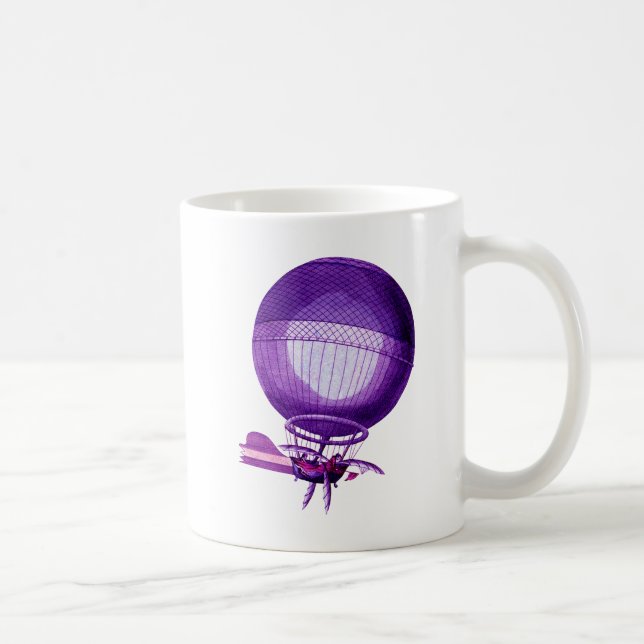 Blanchards Wasserstoff (Lila) Heißluftballon Kaffeetasse (Rechts)