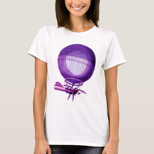 Blanchards Wasserstoff (Lila) Heißluftballon T-Shirt (Vorderseite)