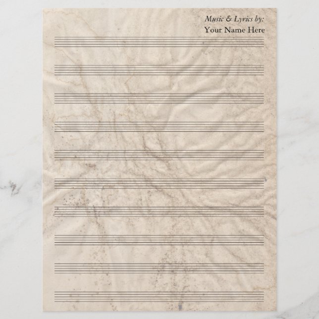 Blanche Noten 10 Stave aus grungy Paper (Vorderseite)