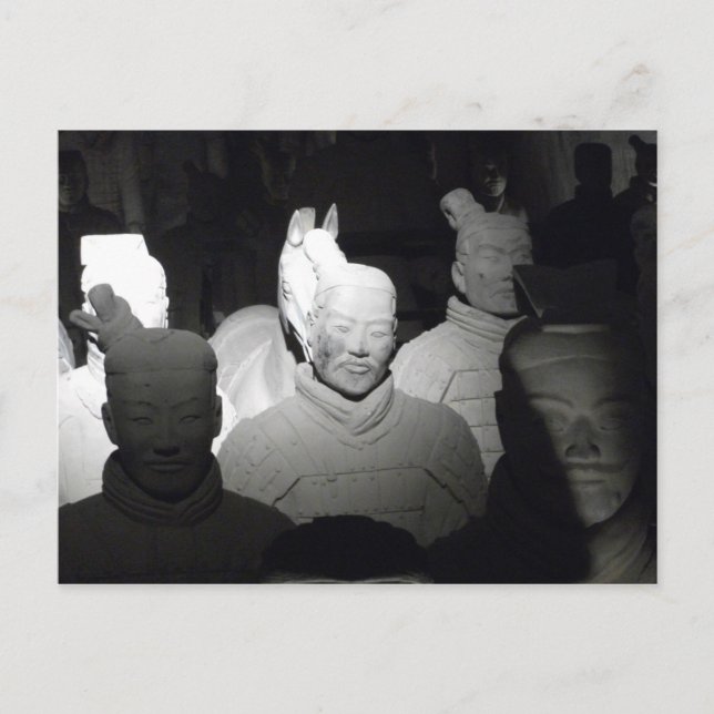 Blanco y Negro Foto Guerreros de Xiam China Postkarte (Vorderseite)