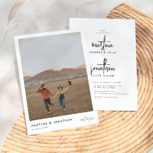 Blanco y Negro Invitación de Boda Sencilla Einladung