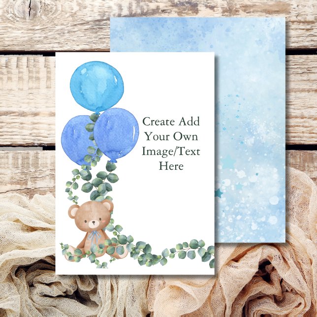 Blank Add Your Own Oh Boy Bären Ballon Eukalyptus Einladung (Von Creator hochgeladen)