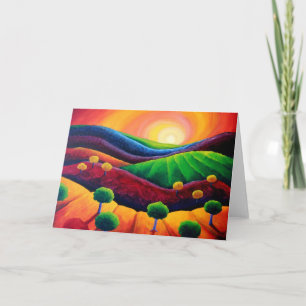Blank Art greeting card, originelle sunset art Karte