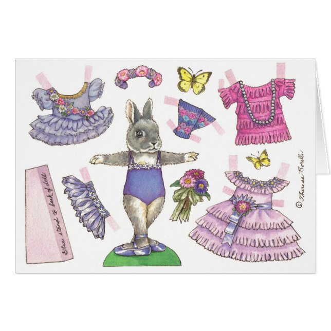 Blank Aster Ballerina Bunny Paper Doll Karte (Vorderseite (Horizontal))