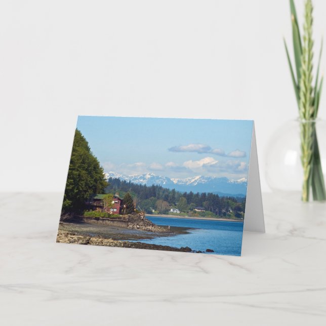 Blank Beach und Olympische Berge Karte (Vorderseite)