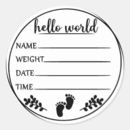 Blank Birth Stats Runder Aufkleber