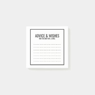 Blank Black and White Wedding Advice and Wishings Post-it Klebezettel