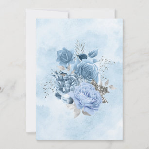 Blank Blale Blue Watercolor Blume Ankündigung