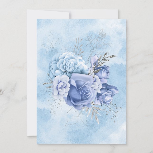 Blank Blale Blue Watercolor Blume Ankündigung (Vorderseite)