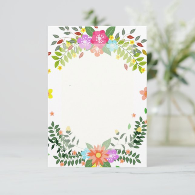 Blank Budget Blumenrahmen Hochzeit Einladung (Stehend Vorderseite)