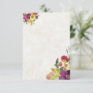 Blank Budget Burgund und gelbe Blumenhochzeit Einladung