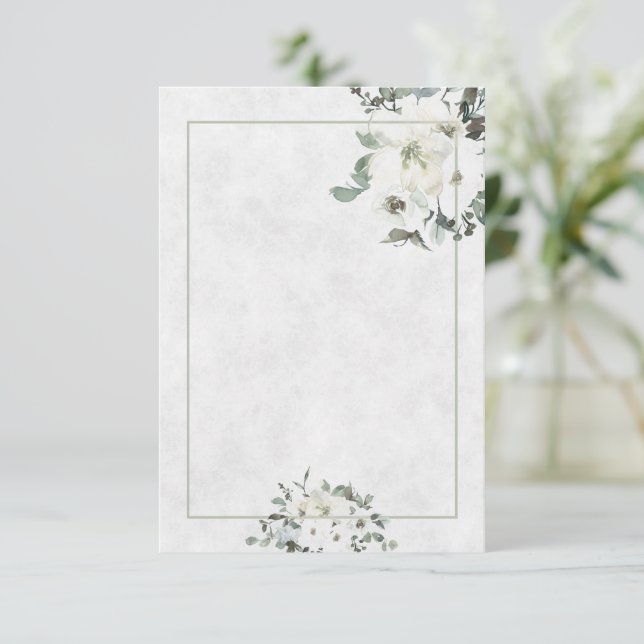 Blank Budget Elfenbein Aquarell Blumen Hochzeit In Einladung (Stehend Vorderseite)