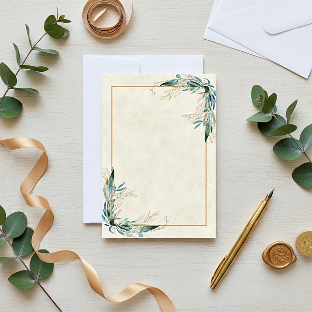 Blank Budget Eukalyptus und Gold Hochzeit Invitati Einladung (Von Creator hochgeladen)