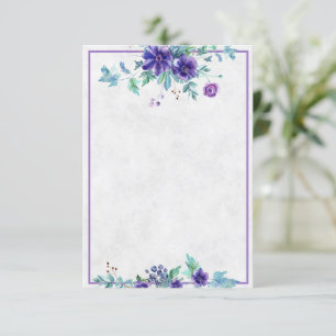 Blank Budget Lila Aquarellblume Hochzeit Inv Einladung
