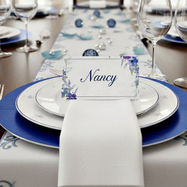 Blank Budget Lila und blau Blumen Hochzeit Platzkarte