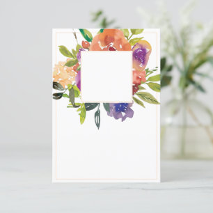 Blank Budget Orange und lila Blumenhochzeit Einladung