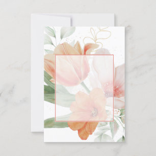 Blank Budget Orange und Rosa Blütenhochzeit Einladung