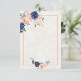 Blank Budget Peach and blue floral weded Invit Einladung
