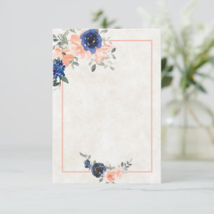 Blank Budget Peach and blue floral weded Invit Einladung