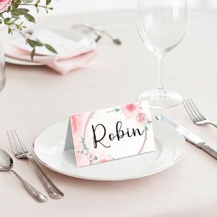 Blank Budget Rosa Blumenhochzeit Platzkarte