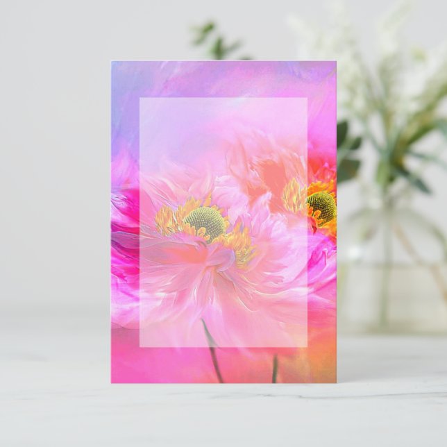 Blank Budget Rosa Blütenfest Einladung (Stehend Vorderseite)