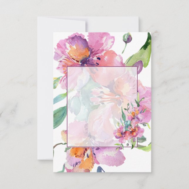 Blank Budget Rosa und lila Blumenhochzeit Einladung (Vorderseite)