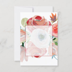 Blank Budget Rot und Rosa Blumenhochzeit Einladung