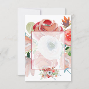 Blank Budget Rot und Rosa Blumenhochzeit Einladung
