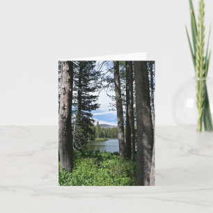 Blank Card, Mountain Lake, Forest Dankeskarte
