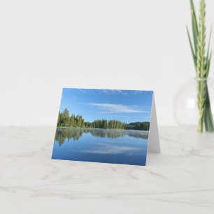 Blank Card, Mountain Lake, Nebel, Blue Sky Dankeskarte
